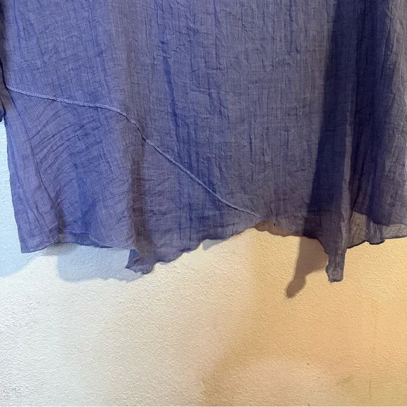 Flax & Cotton Lagenlook Blue Art-to-Wear Women's Top - Picture 3 of 8